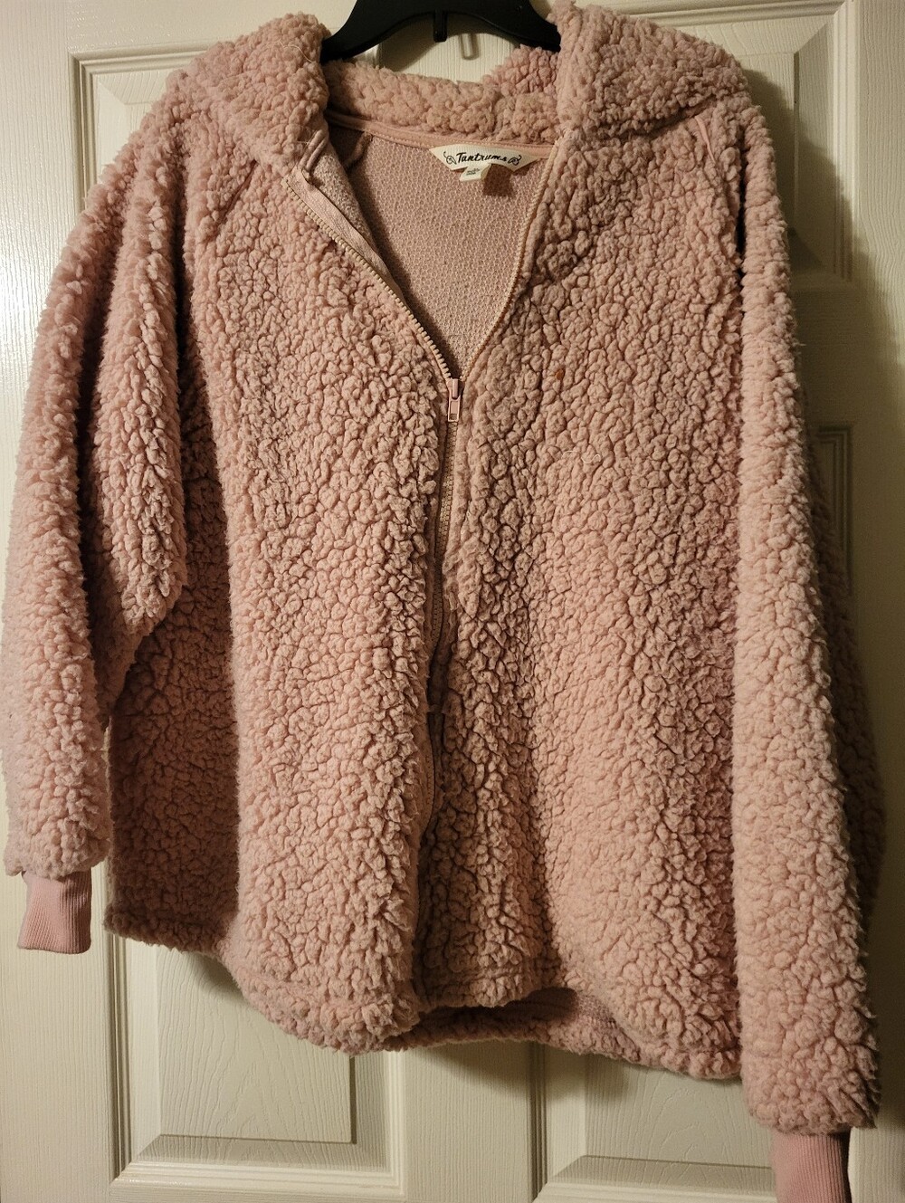 Tantrums Plush Hooded Zip Cardigan - Light Blush
